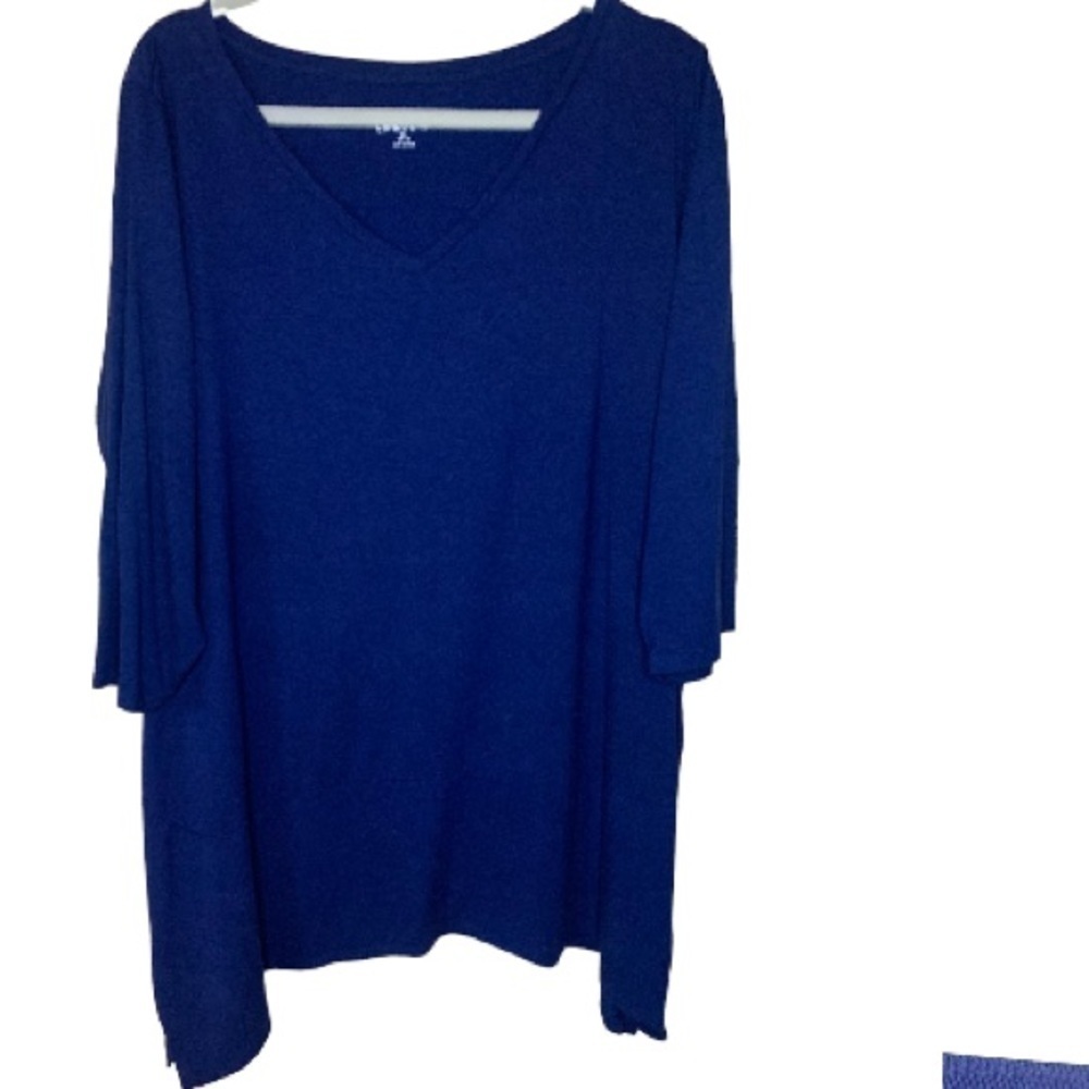LANDS end, women’s blue crewneck three-quarter sleeve blouse size 2X